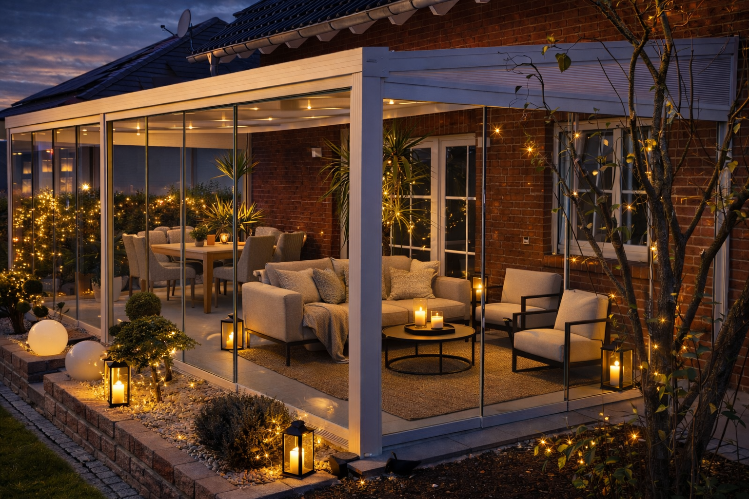 Terrassendach aus Glas mit Solardach in Anthrazit – winterfest, Vensaro NRW